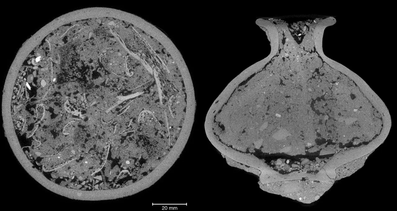 Roman-era urns found by the Sedgeford Heritage Archaeological Society were imaged and identified human remains.